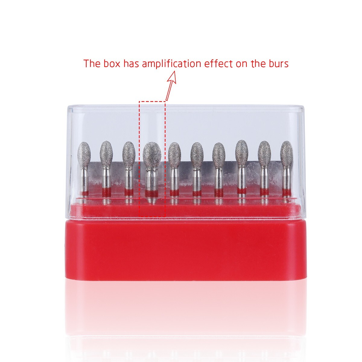 Dental Diamond Burs FOOTBALL 379-023F FINE RED DEFEND Friction Grip 10Pcs/Pack