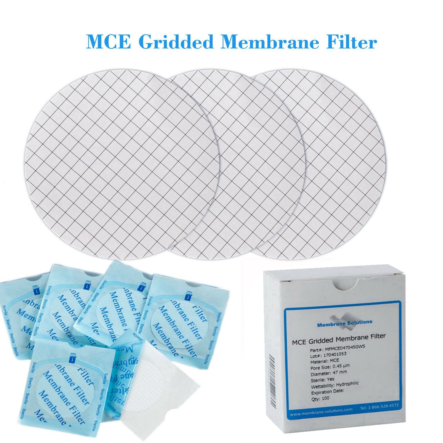 Mixed Cellulose Ester MCE Membrane Filter Grid,Hydrophobic 0.45µm 47mm,6000pcs