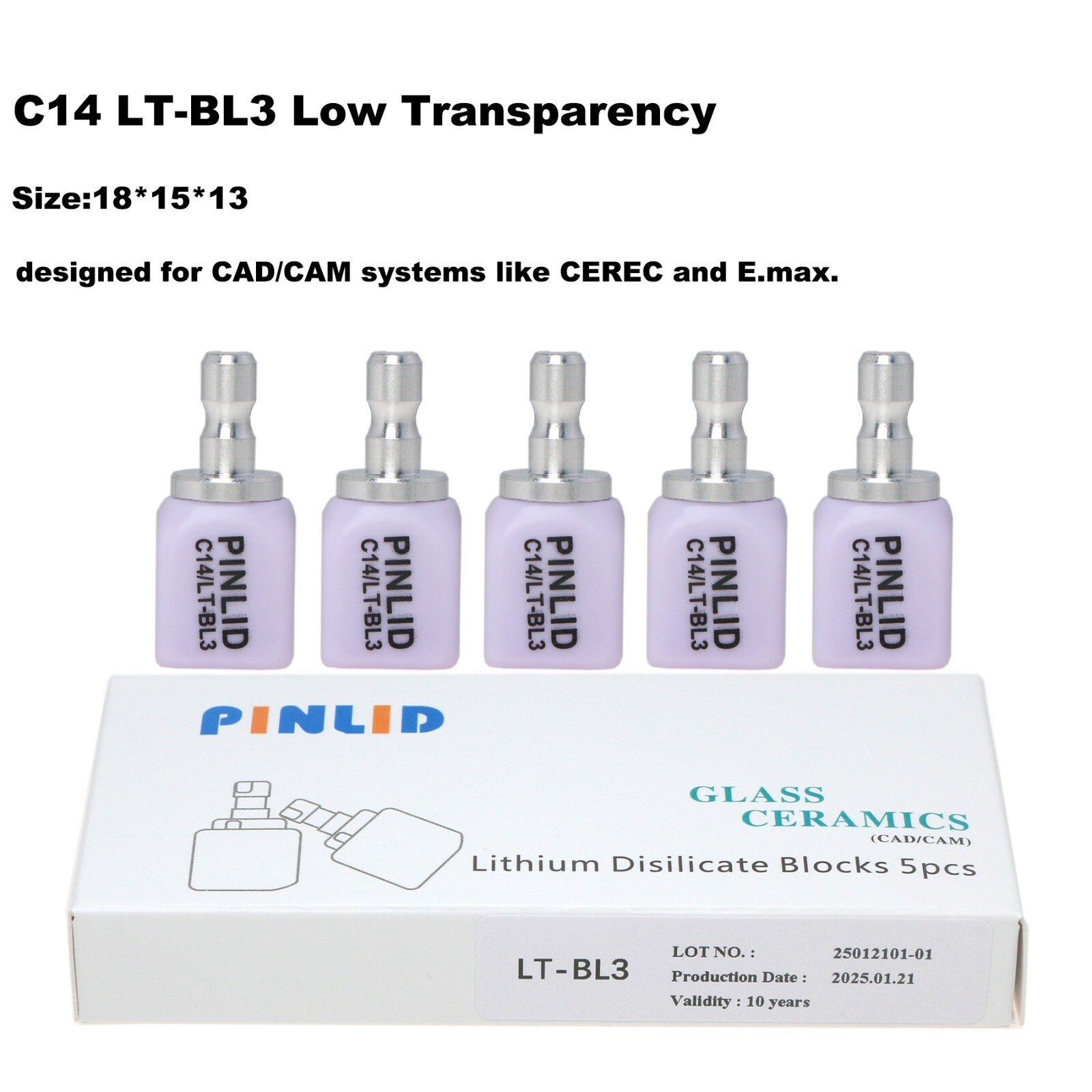 US Dental C14 HT/LT Emax Glass Ceramic Blocks Lithium Disilicate CAD/CAM CEREC