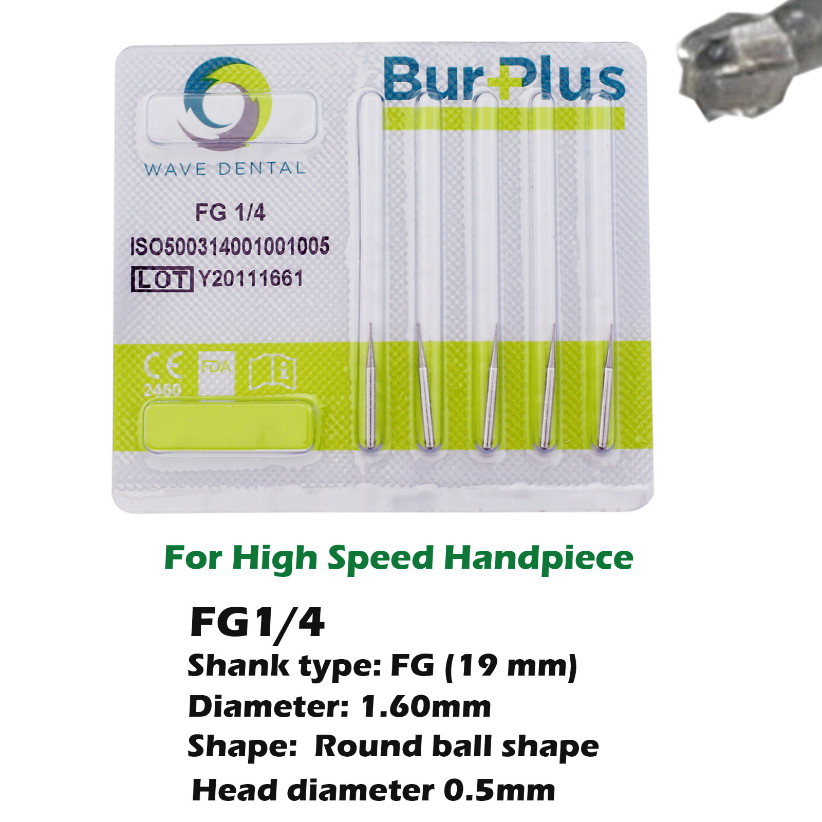 Wave Dental Surgical Burs Round Carbide FG SURG 1 2 4 6 Long 25mm High Speed Bur