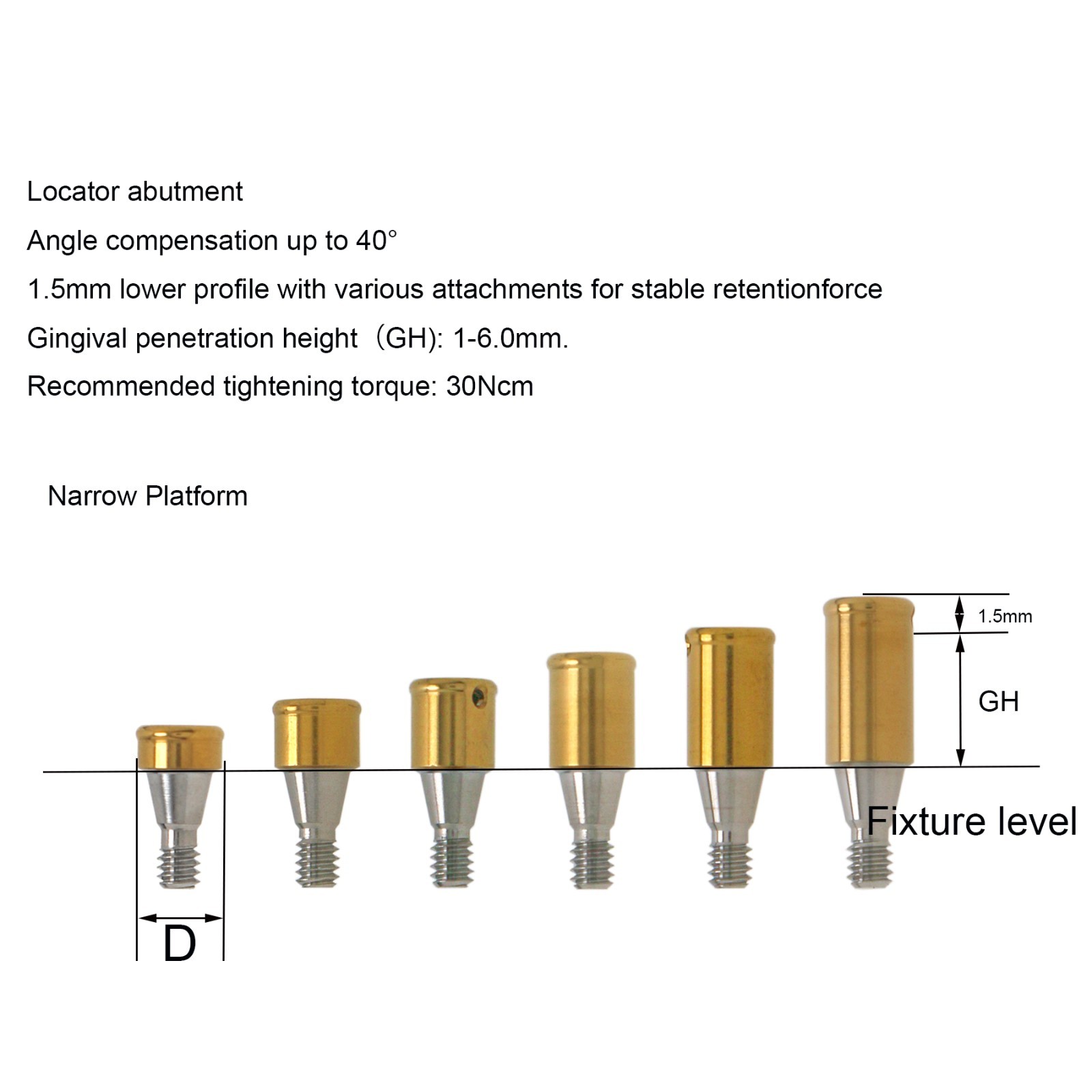 Hiossen Dental attachment overdenture Locator Abutment for Inter ET Mini/Regular