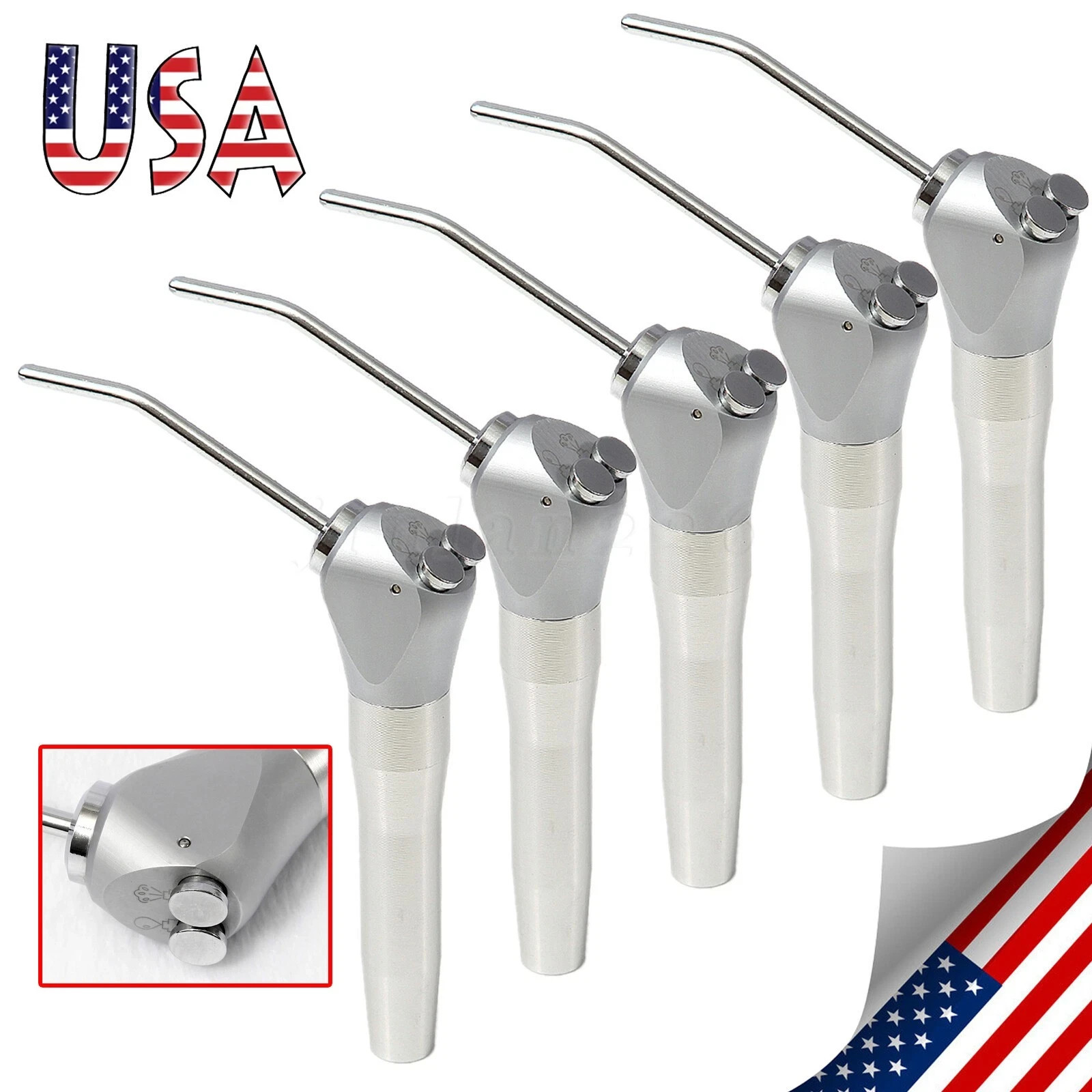 1 Set Dental Air Water Spray Triple 3-way Syringe Button Handpiece+2 Nozzle Tips