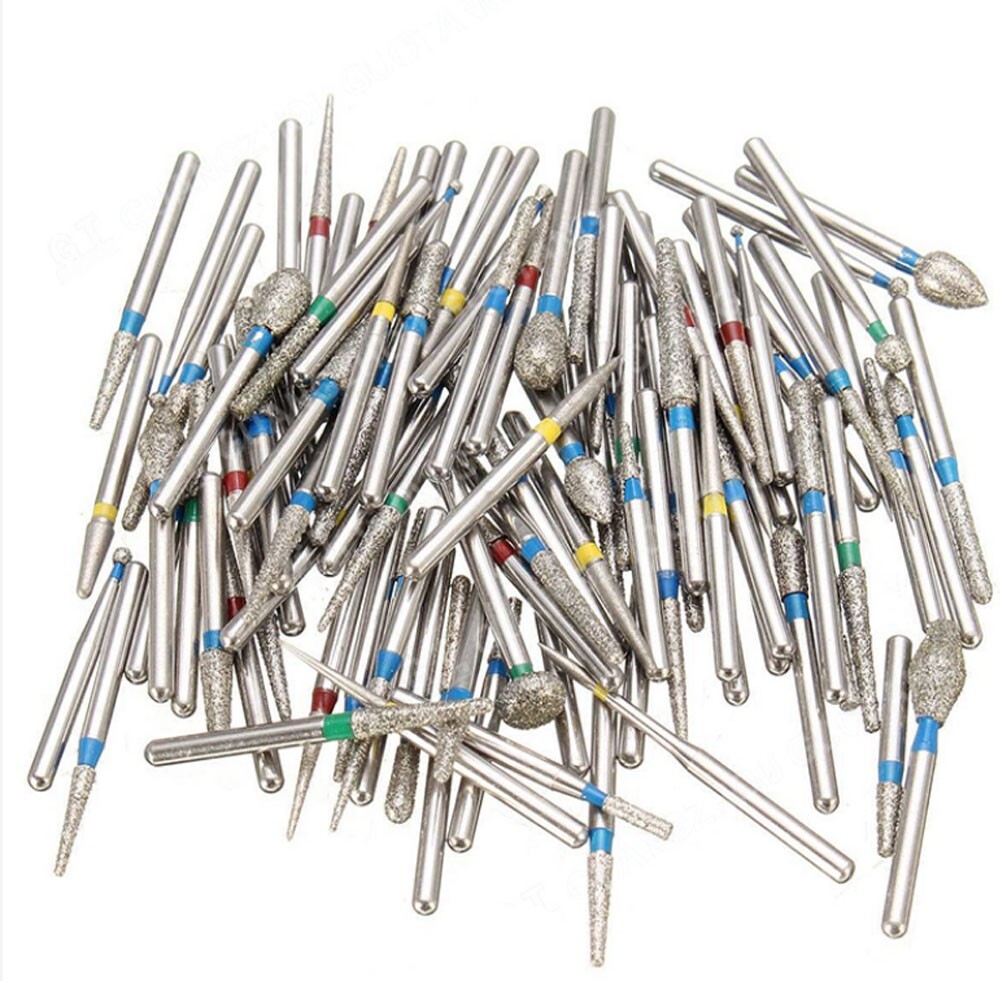 100Pcs FO-28EF Dental Diamond Burs for High Speed Handpiece FG 1.6mm 10Pcs/Pack