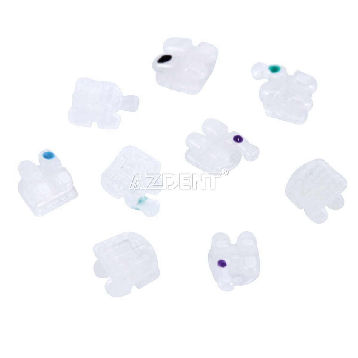 10X AZDENT Dental Ortho Clear Ceramic Bracket Braces Roth.022 Hooks 3-4-5