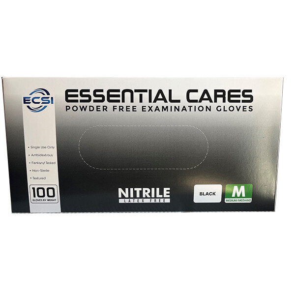 5 Mil Black Nitrile Disposable Exam Gloves Powder free 100pcs/box, ECS