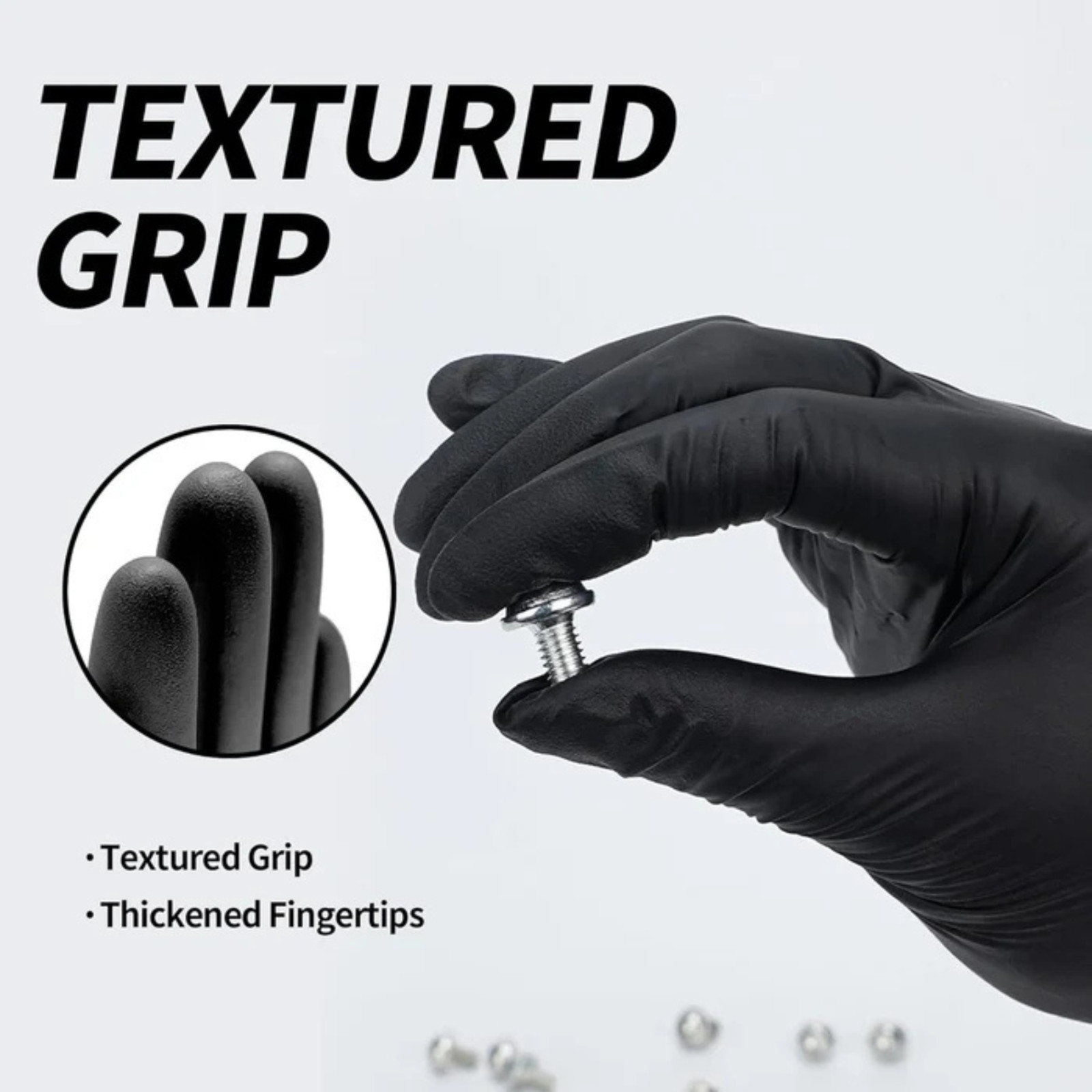 Black Nitrile Disposable Exam Gloves Textured, Powder Free, Latex Free All Sizes