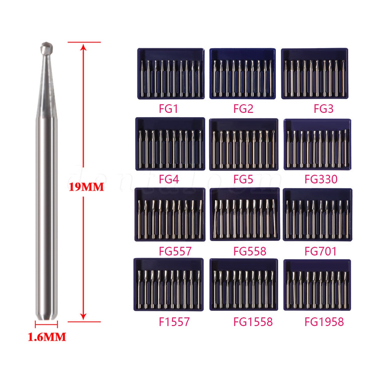 Round Carbide Dental Burs High Speed Handpiece Friction Grip Drill Bits