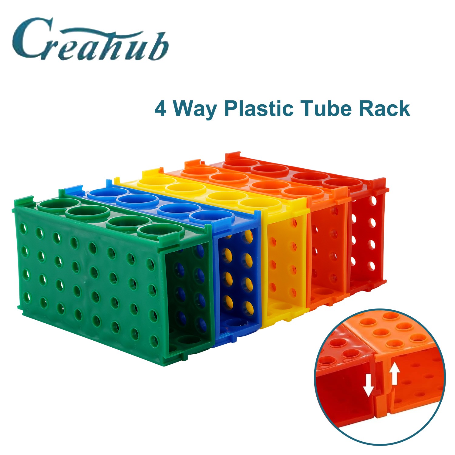 5 Pcs 4 Way Plastic Tube Rack Colorful Lab Tube Racks 0.5ml/1.5ml/2ml/15ml/50ml