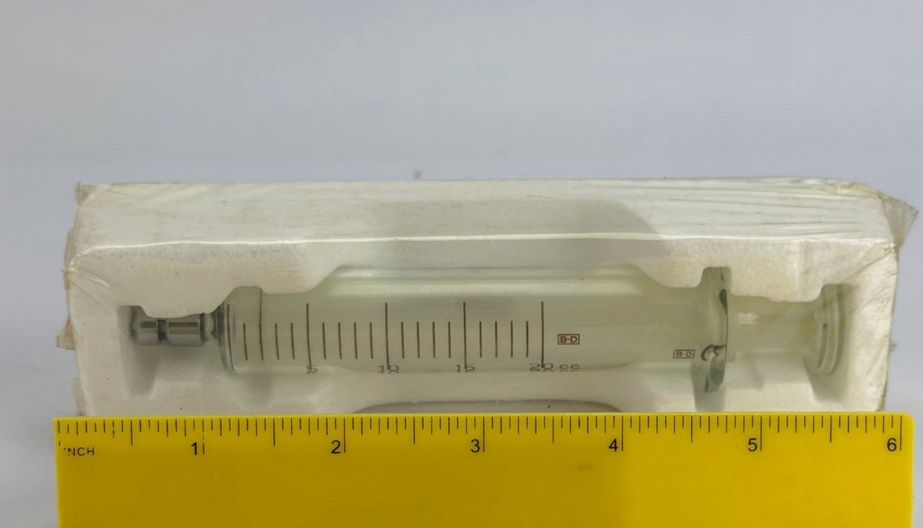 NOS BD Multifit 20cc Reusable Glass Syringe w/ Metal Luer-Lock Tip