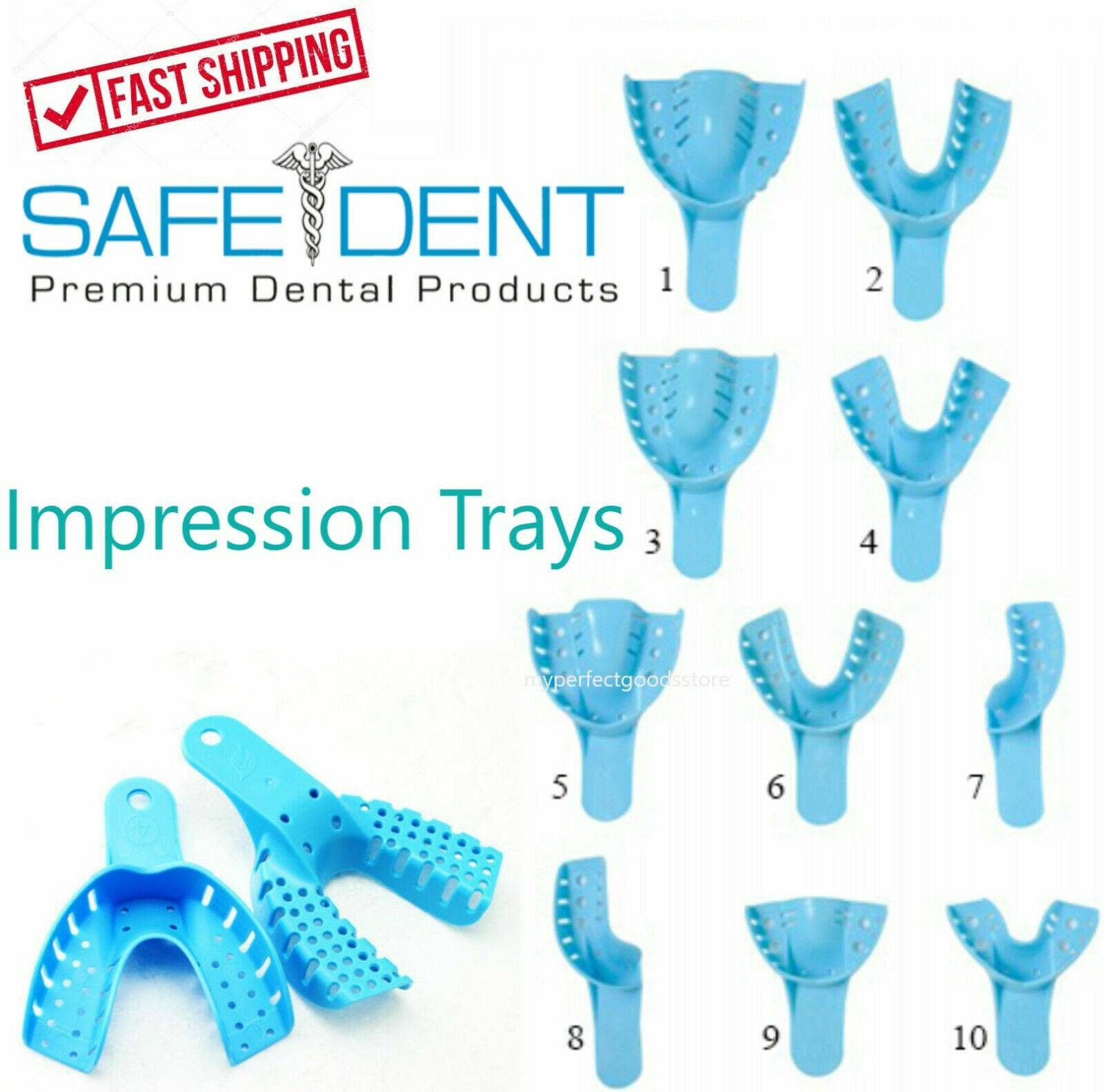 Dental Impression Trays Perforated Plastic Autoclave (CHOOSE SIZE) (1 Bag of 12)