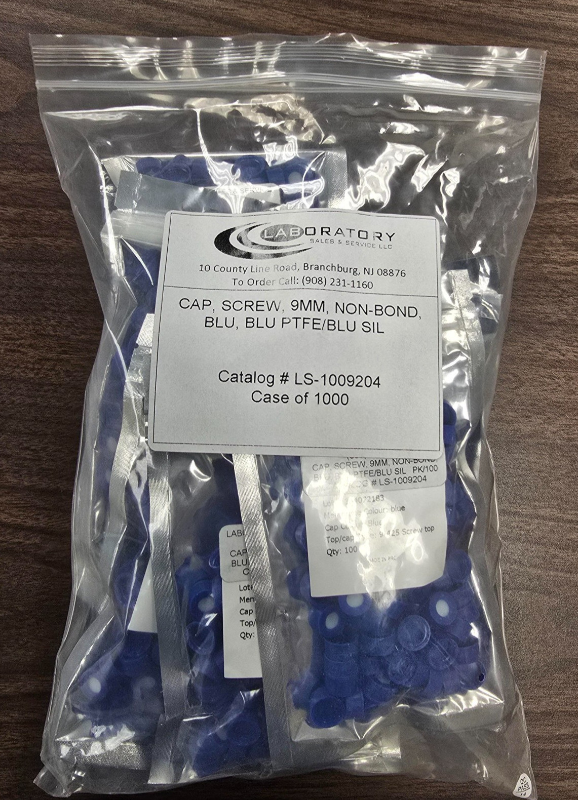 CAP, SCREW, 9MM, NON-BOND, BLU, BLU PTFE/BLU SIL CS/1000