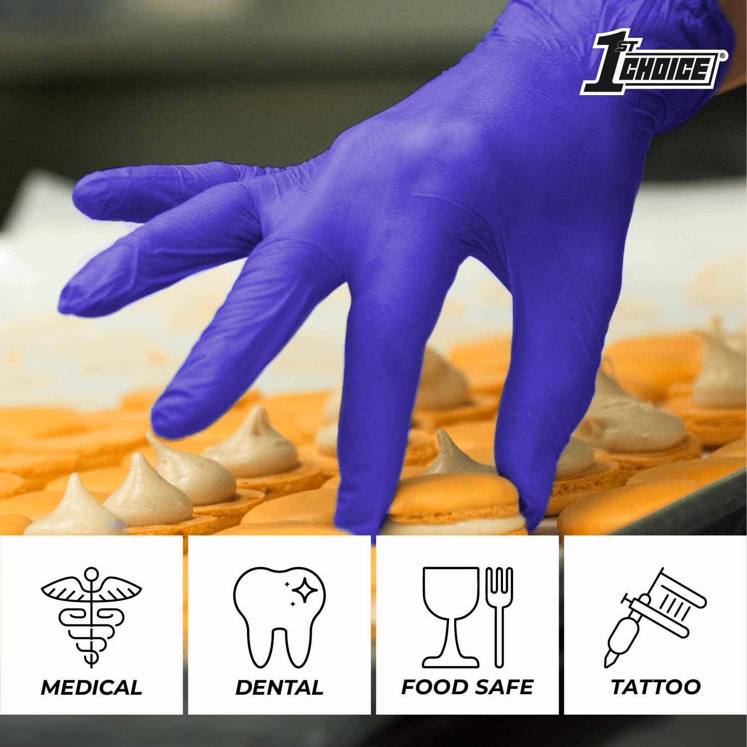 1st Choice 3 Mil Indigo Nitrile Exam Gloves Latex Free, Disposable Medical