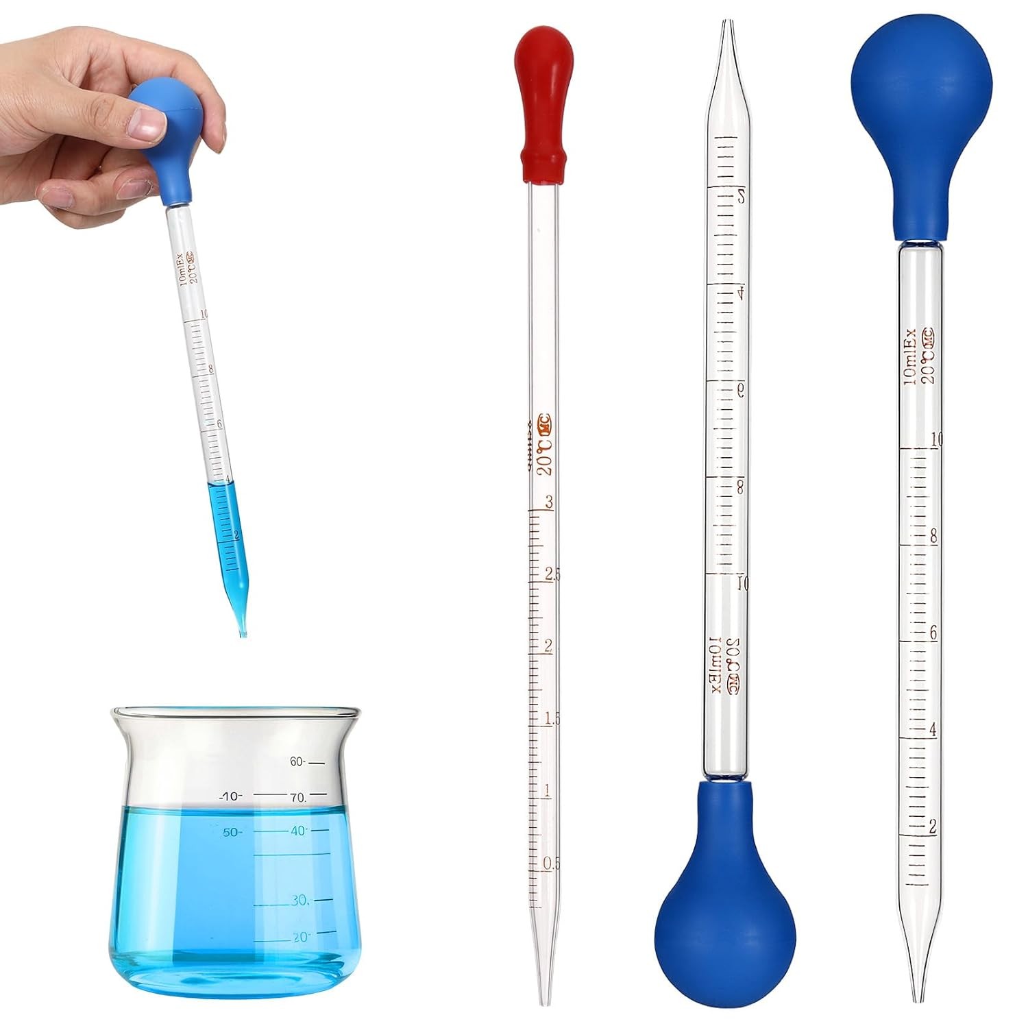 3Pcs Glass Pipettes Dropper, 10ml Graduated Liquid Dropper with Rubber Bulb f…