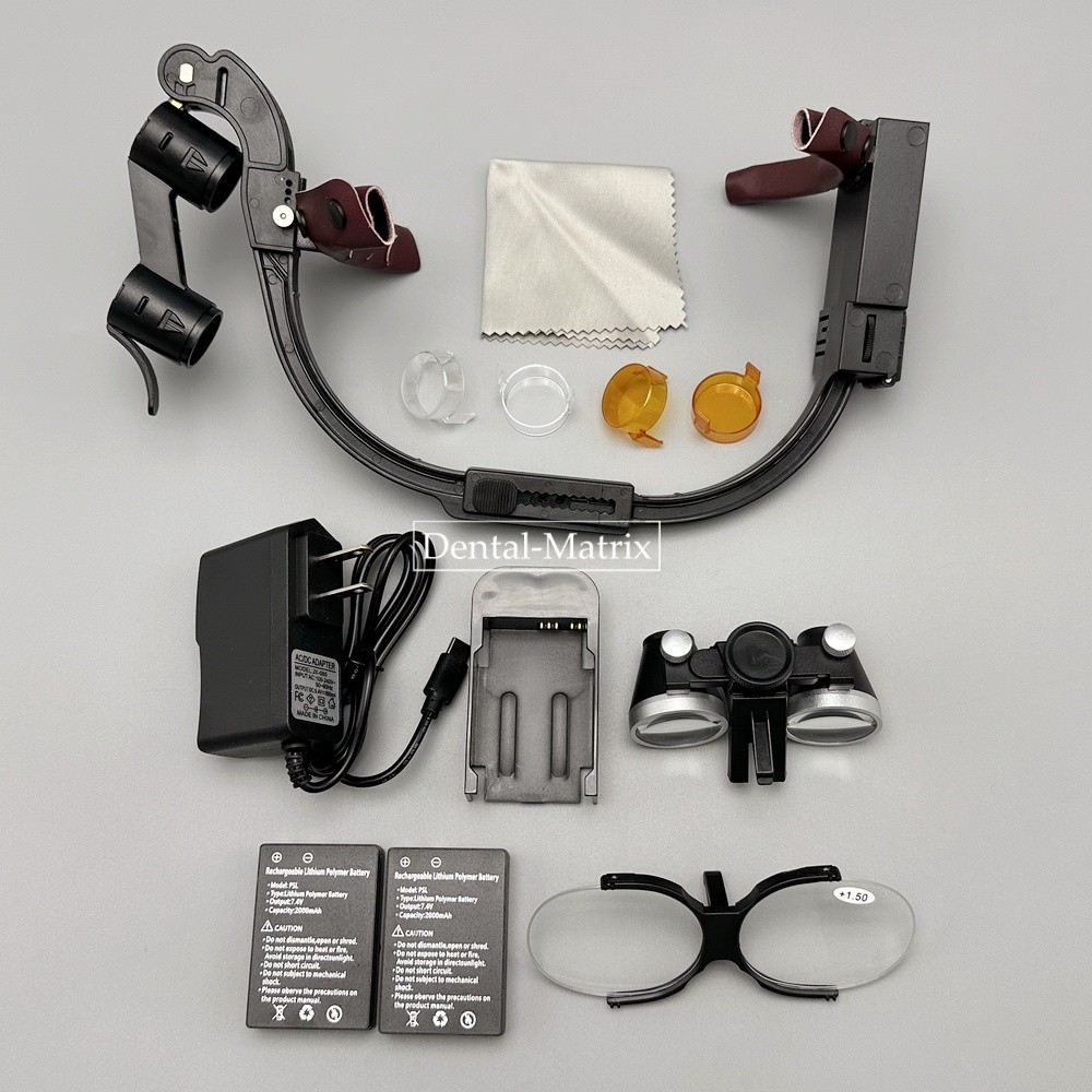 2.5x 3.5x Medical Dental Binocular Loupes Headband Magnifier LED Headlight US/EU