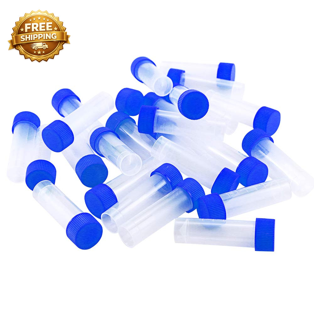 50PCS 5Ml Plastic Graduated Vial Tube with Screw Caps Small Test Sample Bottles