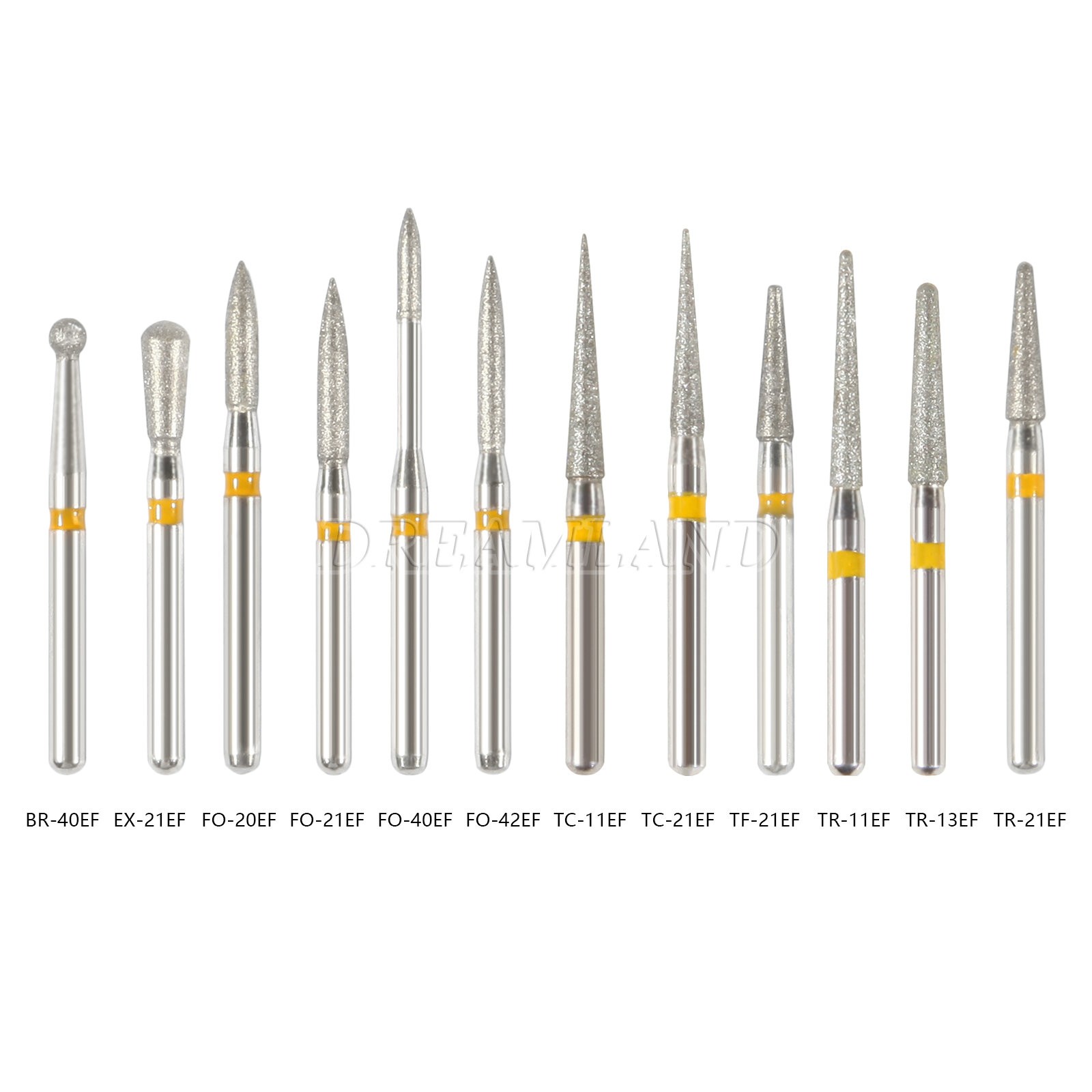100 piezas/20 tipos Burr fresas de diamante salees FG medio 1,6mm FG1.6mm SKY