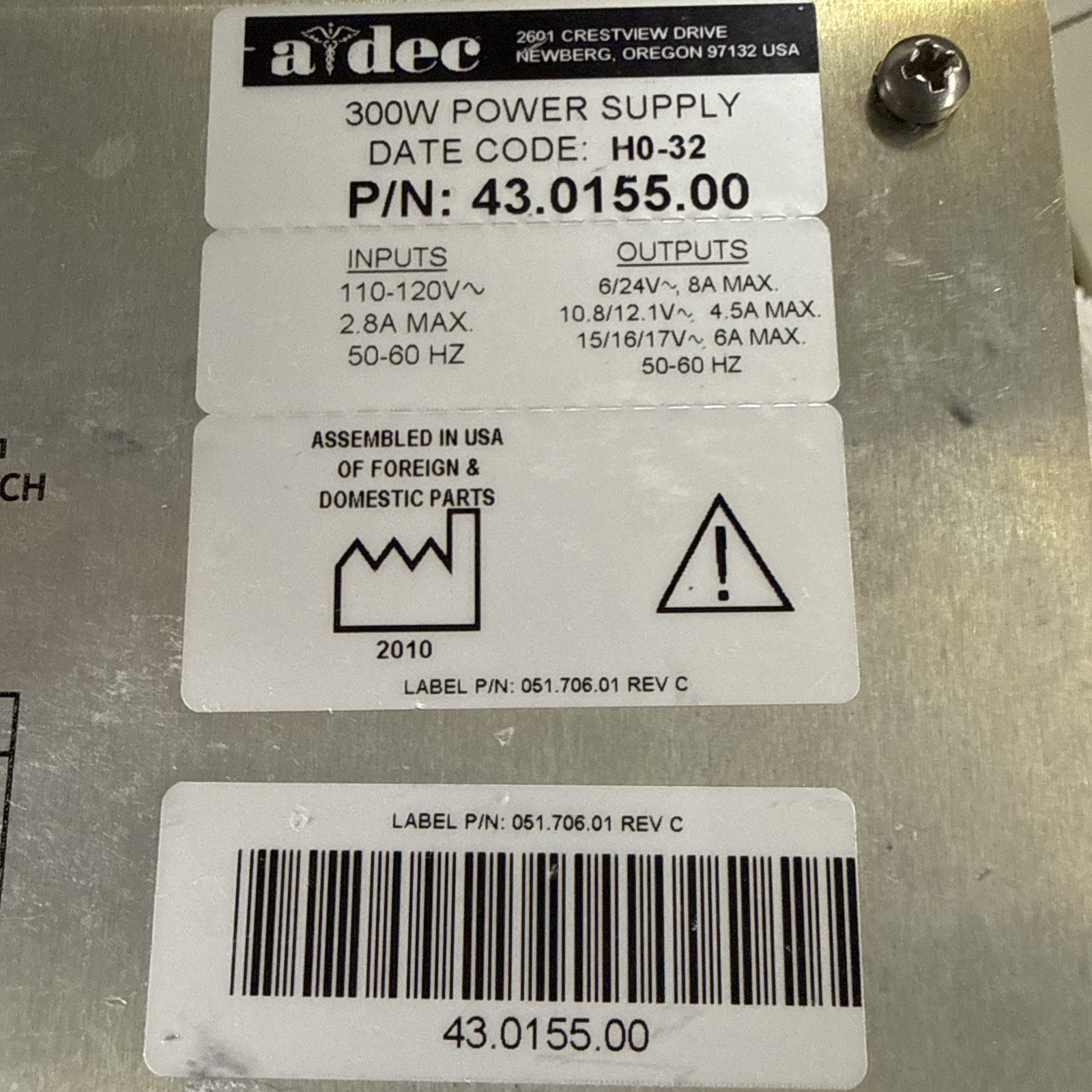 SALE: Adec 300 watt power supply 43.0155.00 with Adec chair PCB 43.0149.00