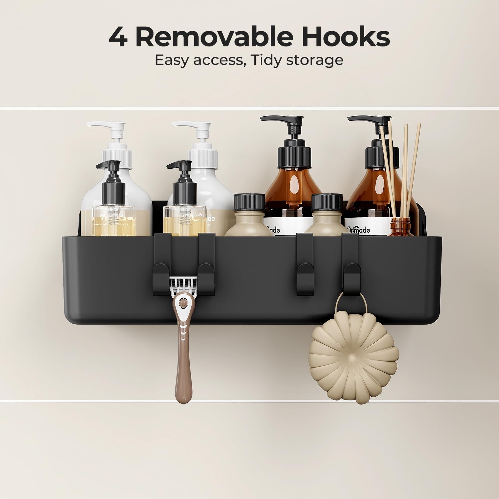 Orimade Shower Caddy 3-Pack No-Drill Adhesive Shelves Hooks Bathroom Rustproof A