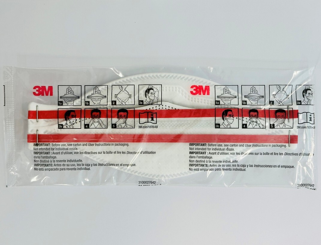 *5-Pack* 3M Aura NIOSH N95 Particulate Respirator Face Mask White 1870+