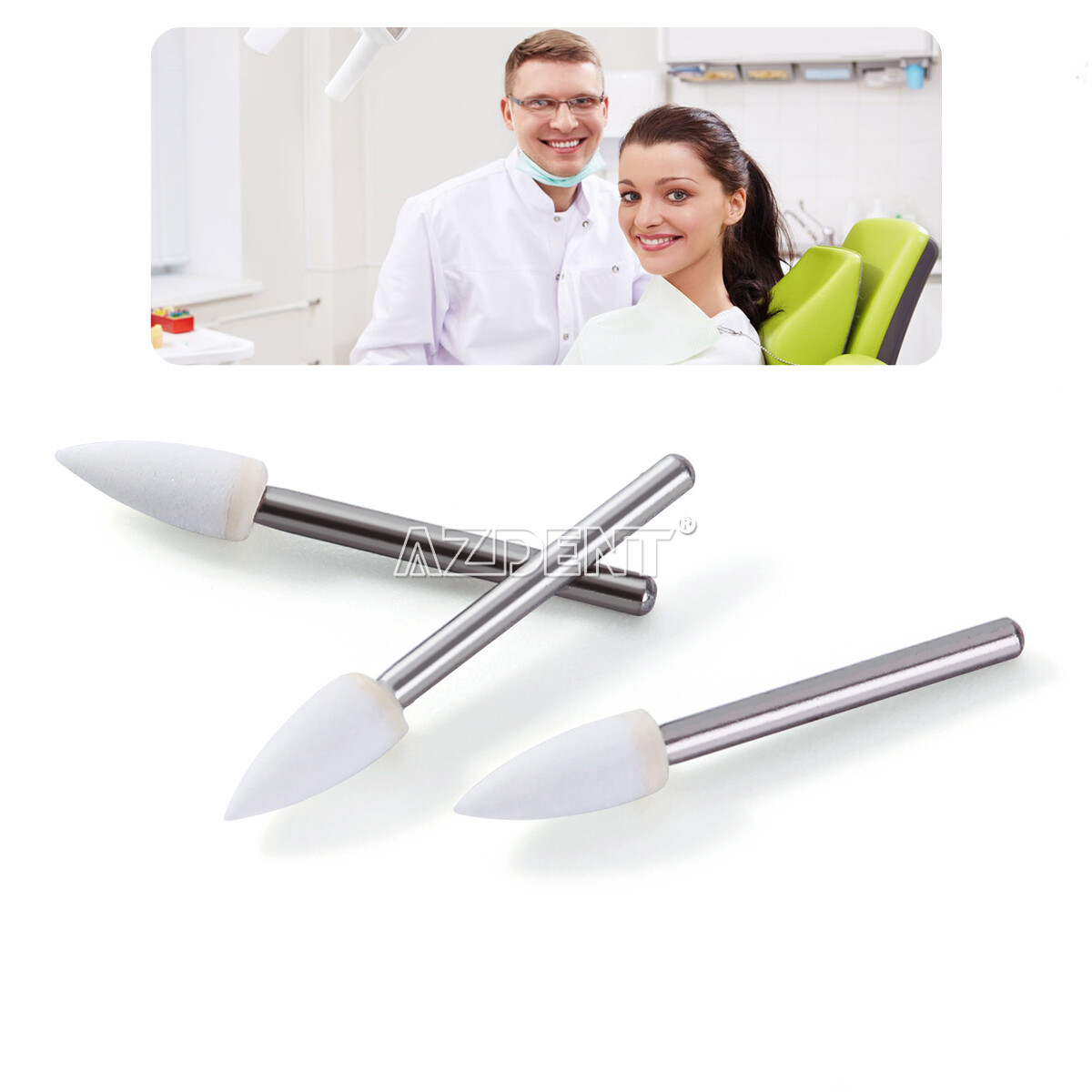 36pcs AZDENT Dental Flame White Stone Polishing FG Burs Abrasion Point Bur FL2