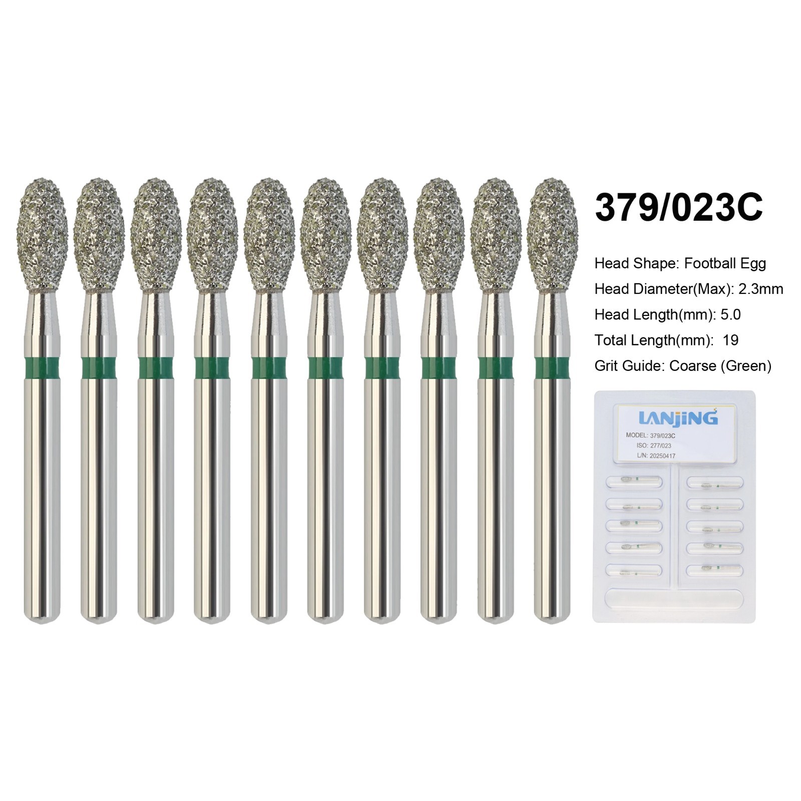Dental Bur Diamond Burs FG High Speed Round End Taper Cylinder Football Barrel