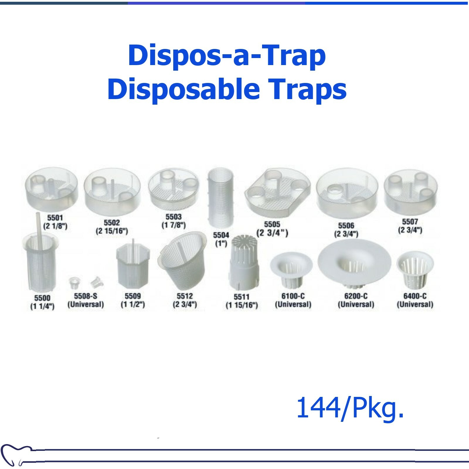 Dental Disposable Evacuation Traps All Types: 5500, 5501, 6200, 6100, 5509, 6500
