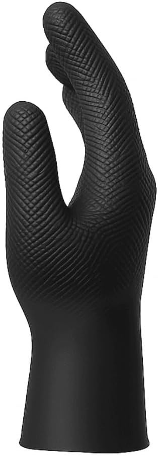 GUS Black 8 Mil Diamond Grip Nitrile Disposable Gloves – Large, 100