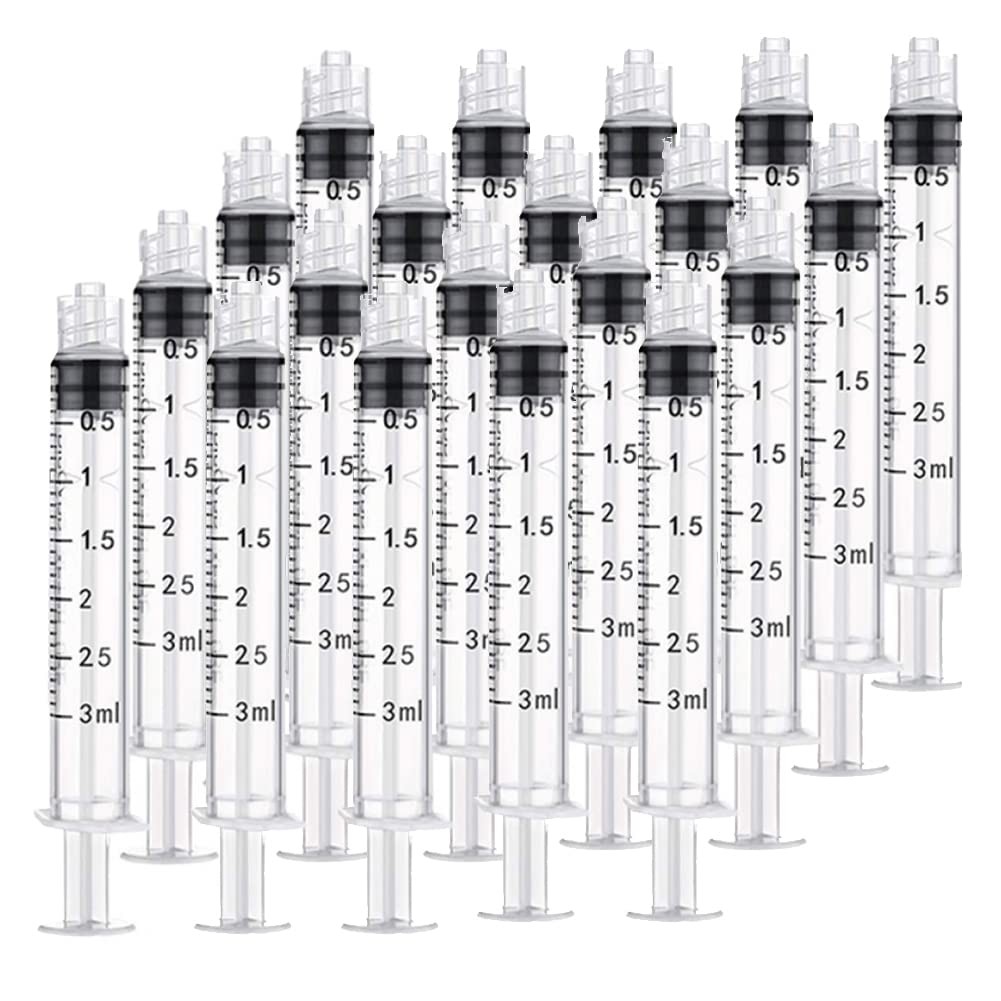 20 Pack 3ml Plastic Syringe Luer Lock With Measurement 3ML 20PCS, transparent