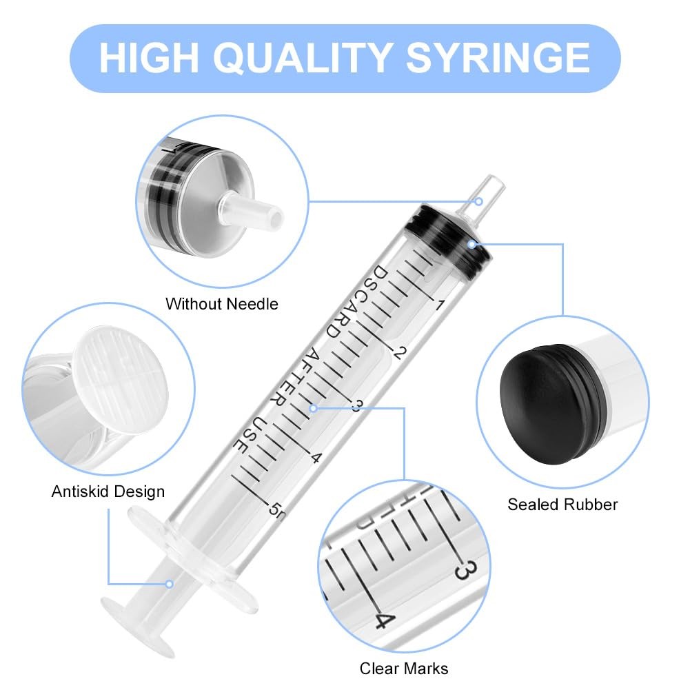 10 Pack 5ml Plastic Syringes for Liquid Needleless Measuring Syringe Set