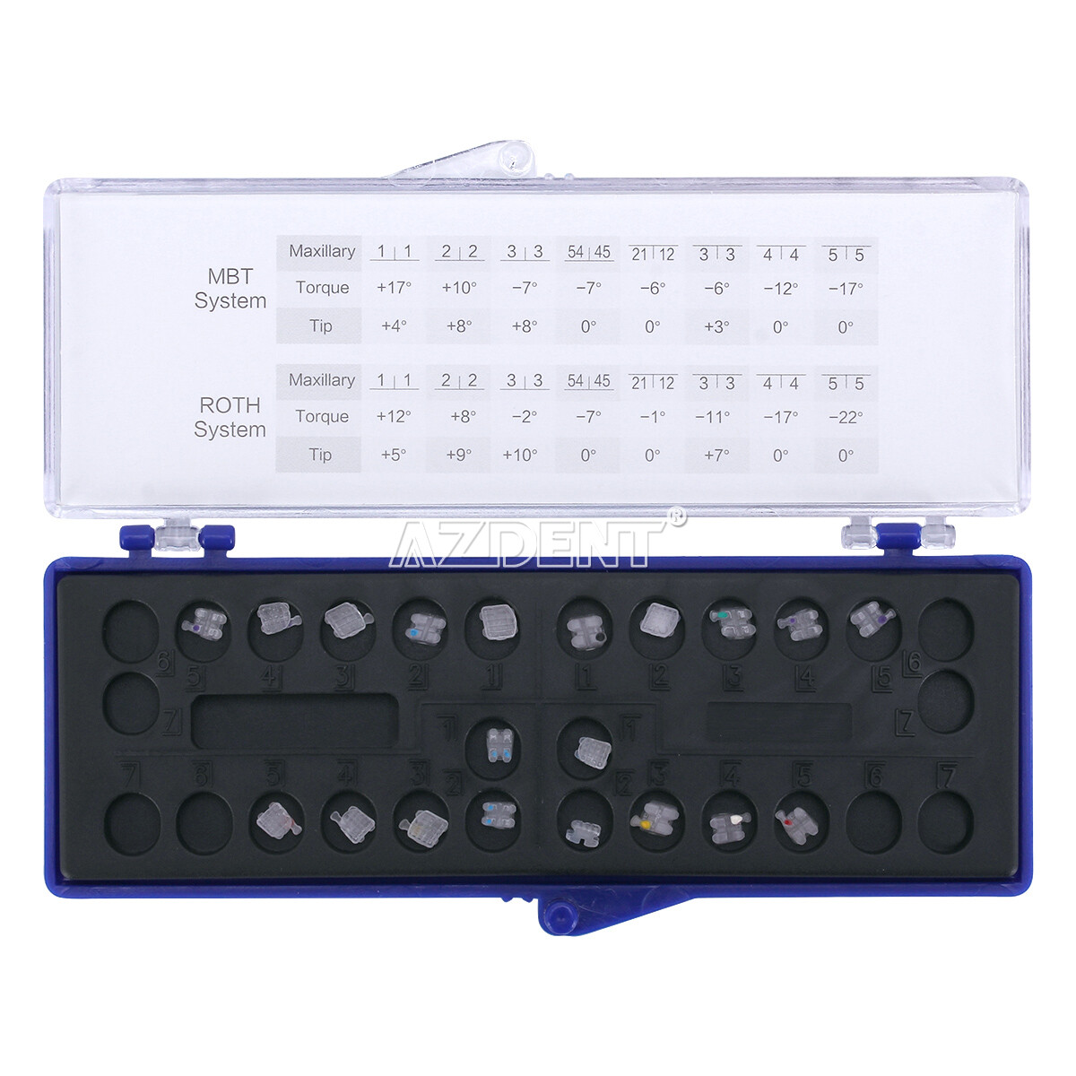 AZDENT Dental Orthodontic Ceramic Brackets Braces Roth/MBT 018/022 Hooks 345