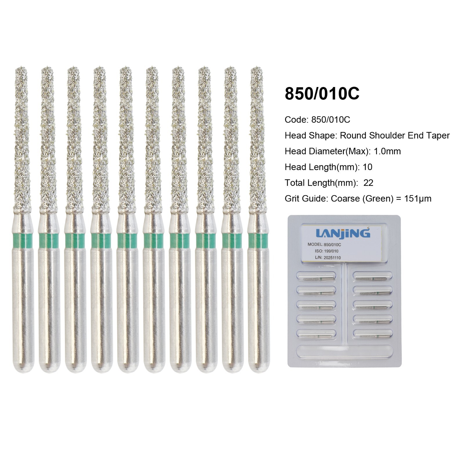 Dental Bur Diamond Burs FG High Speed Round End Taper Cylinder Football Barrel