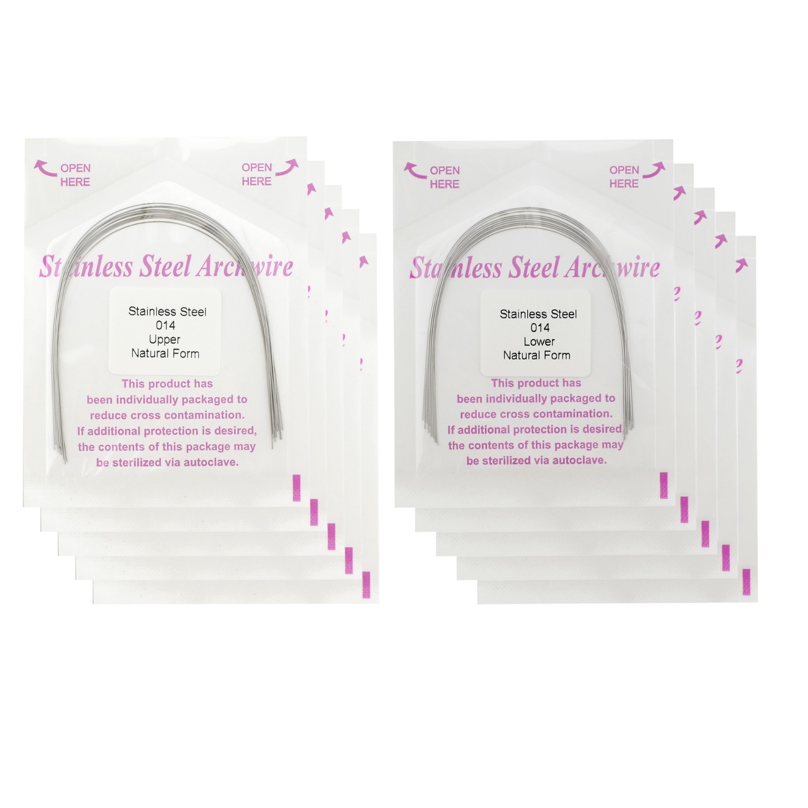 100pcs Orthodontic Archwire Stainless Steel Brace Wires Natural Round Rectanglar