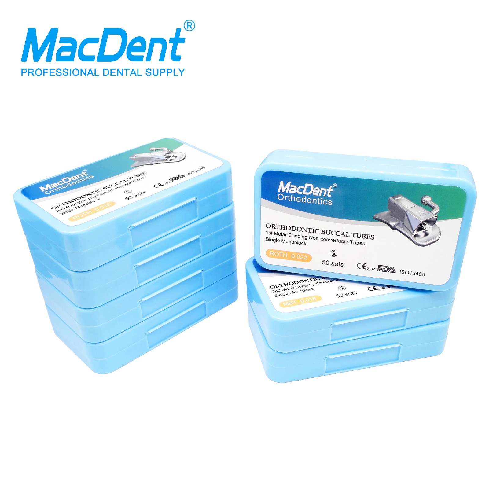 50Set Dental Orthodontic Buccal Tube 1st 2nd Molar Tube Roth MBT 022/018 MacDent