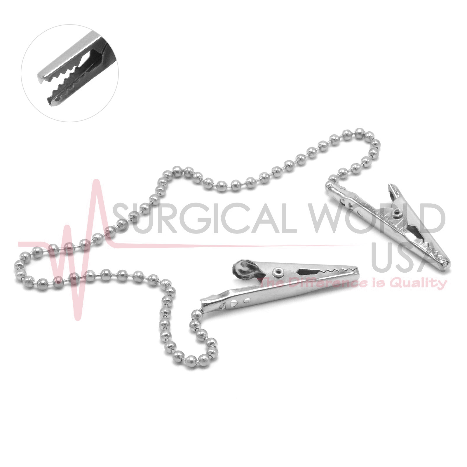 Dental Napkin Bib Holder Beaded Chain Alligator Clips Neck Strap Lanyard