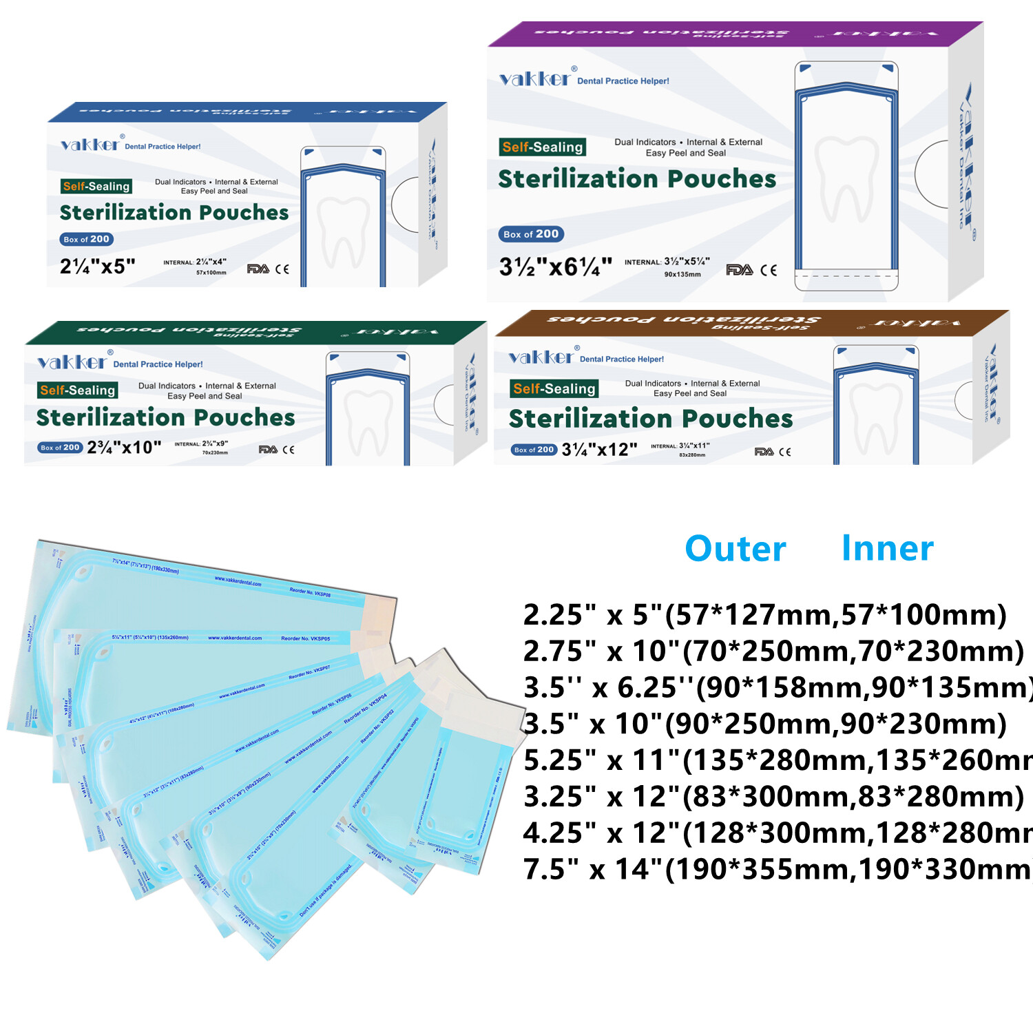 Self Sealing Sterilization Pouches Autoclave Pouch, Disposable Sterilizer Bags