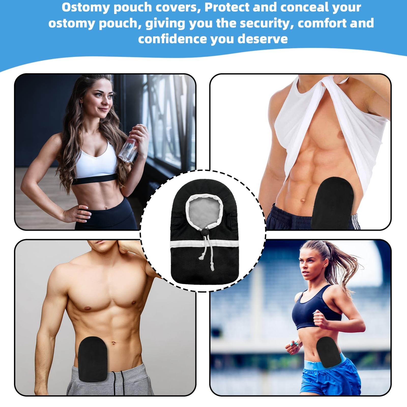 JFHNMLW Ostomy Bag Covers, Belt for Men & General Belt, Black