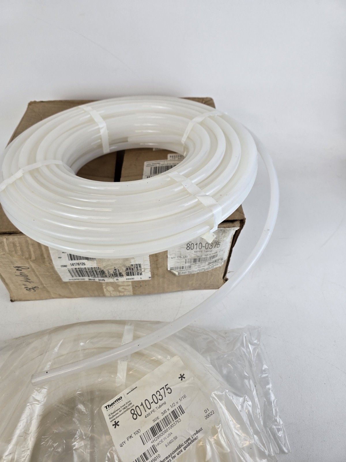 Thermo NALGENE 8010-0375 489 PE TUBING Lot 2 100ft 3/8 x 1/2 x 1/16 200ft Total