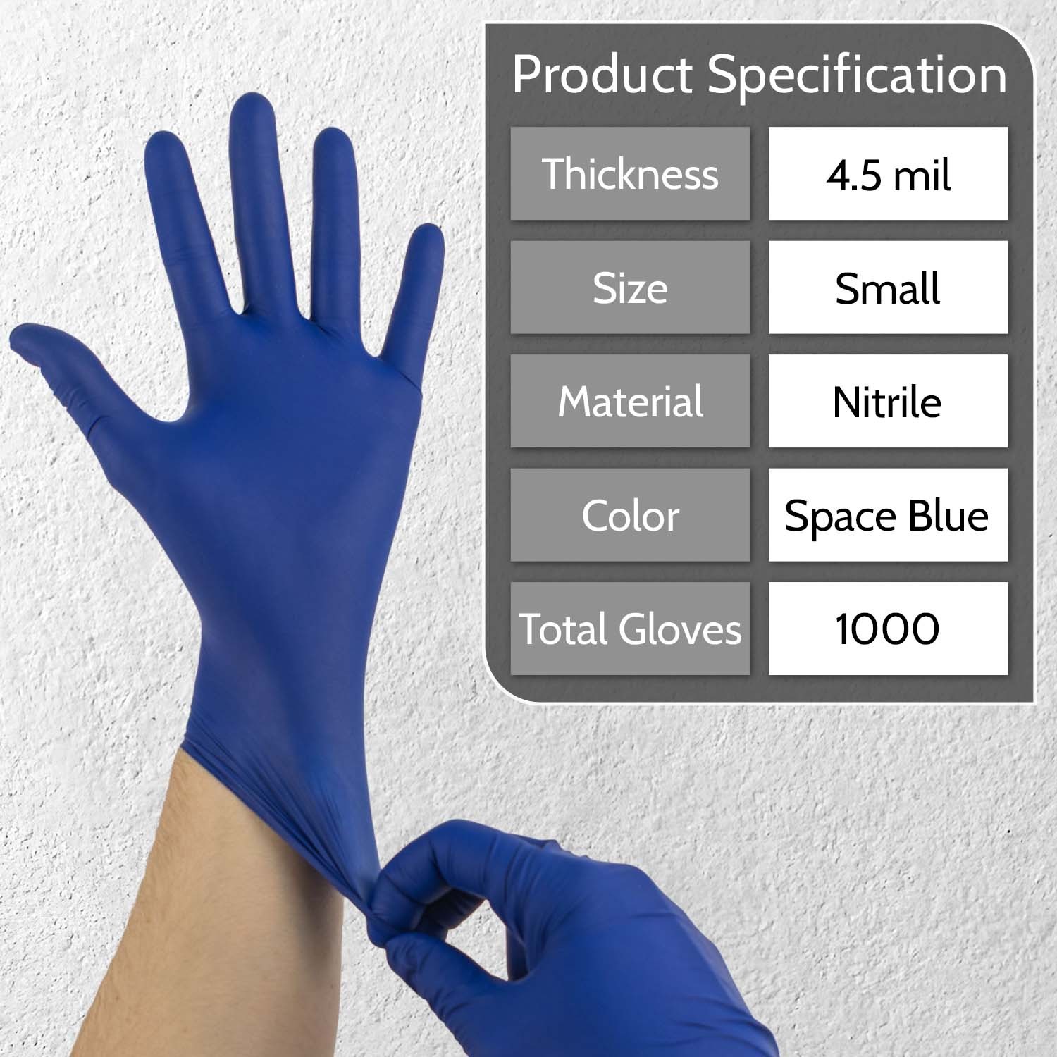 Industrial Disposable Nitrile Metal Detectable Gloves Finger Textured Space Blue