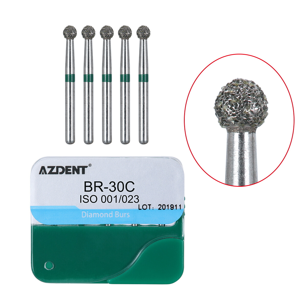 100pcs 20 tipos Fresas de diamante medianas dentales de alta velocidad FG1.6 MM