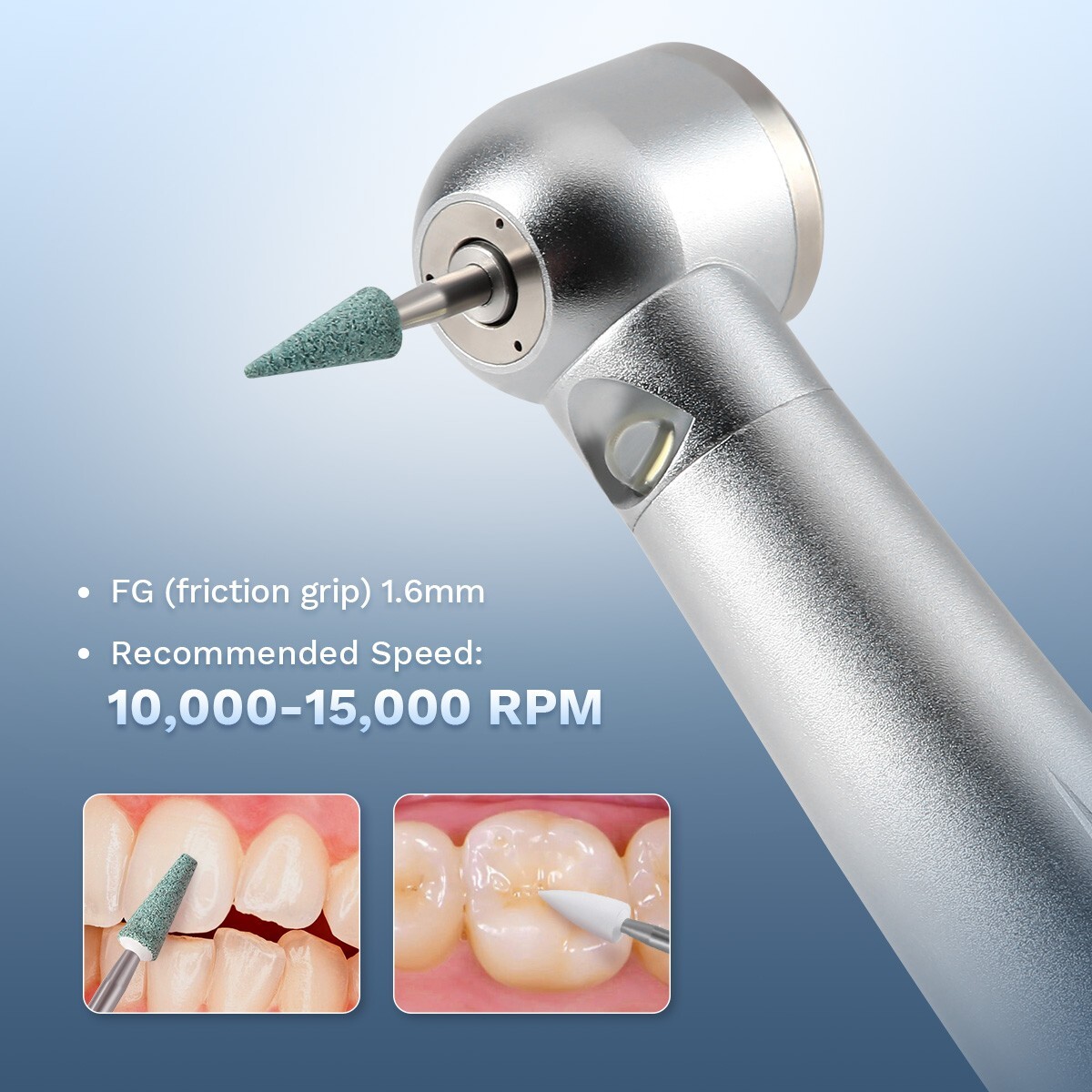 Dental Polishing Burs Porcelain Resin FG Burs Coarse / Fine White/Green Stone