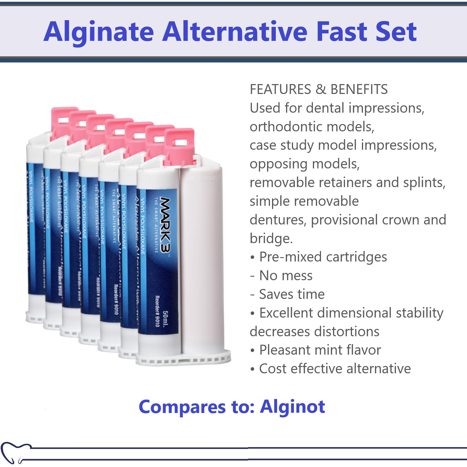 Alginate Substitute Alternative Upto 8 x 50mL Cartridges, Fast Set – Regular USA