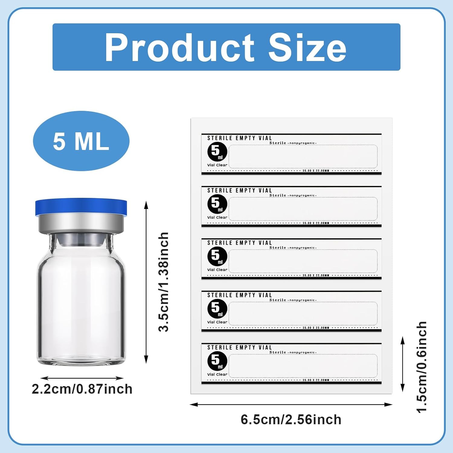 20 Pcs 5Ml Sealed Sterile Empty Vials with Self Healing Injection Port Glass Pen