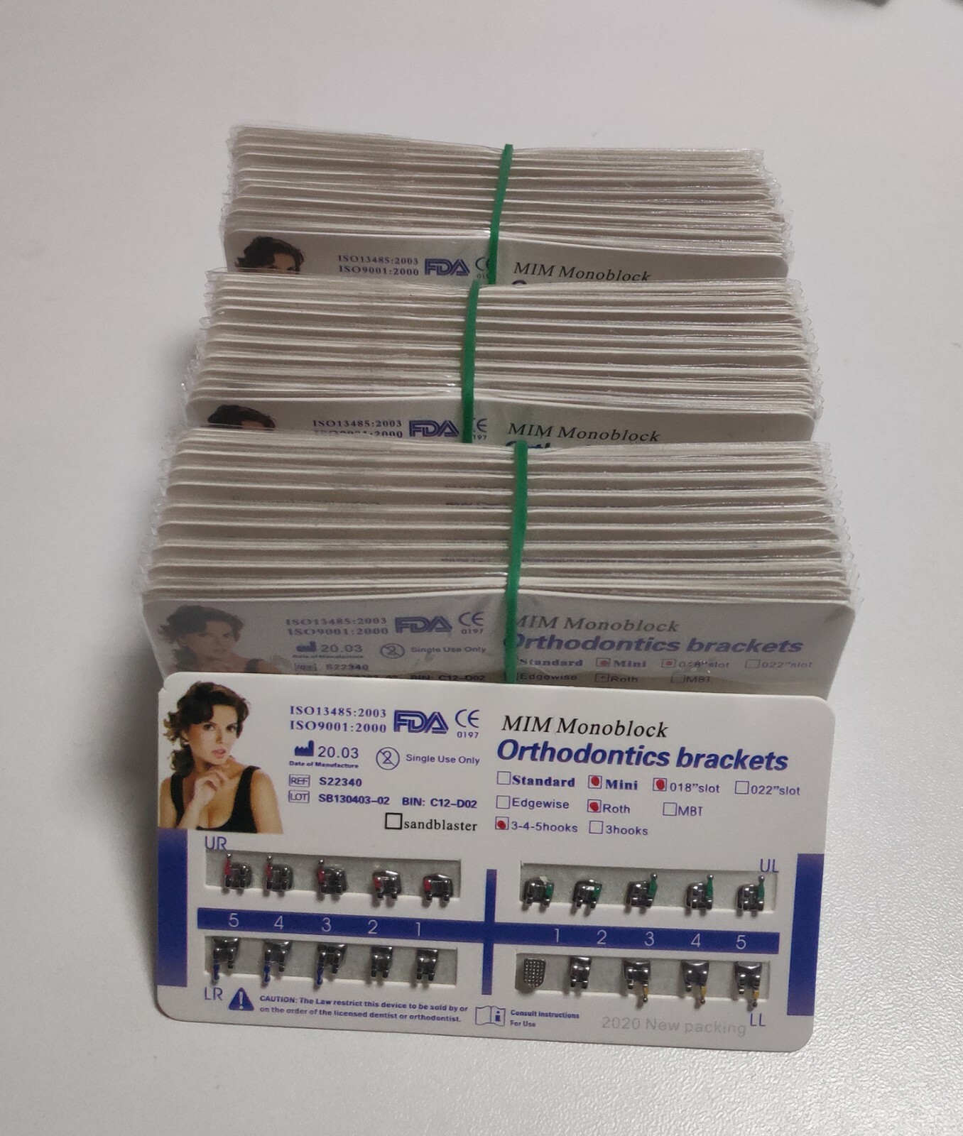 40 Sets Dental Metal Bracket MIM Monoblock Mini Roth 018 345 hooks Mesh Base
