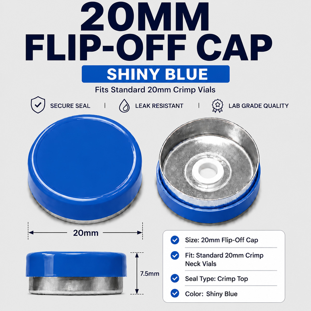 20mm Vial Flip Off Caps Aluminum Seals Assorted Colors 1000 Pack USA Seller