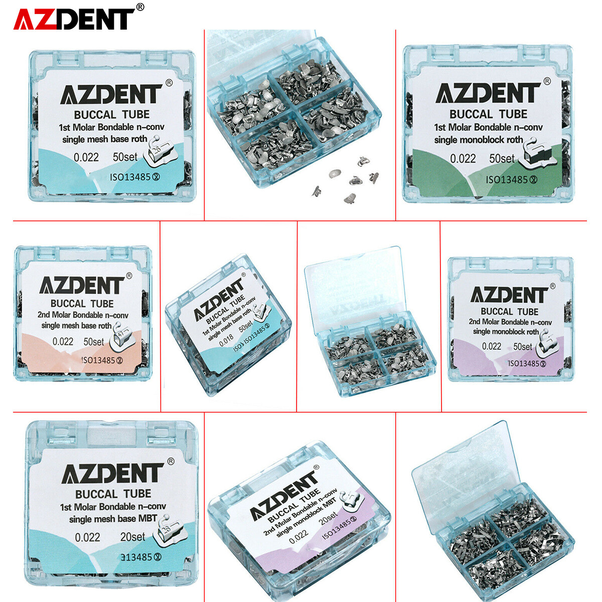 AZDENT Dental Buccal Tube 1st / 2nd Molar Bondable Non-Conv MBT Roth .022/ .018