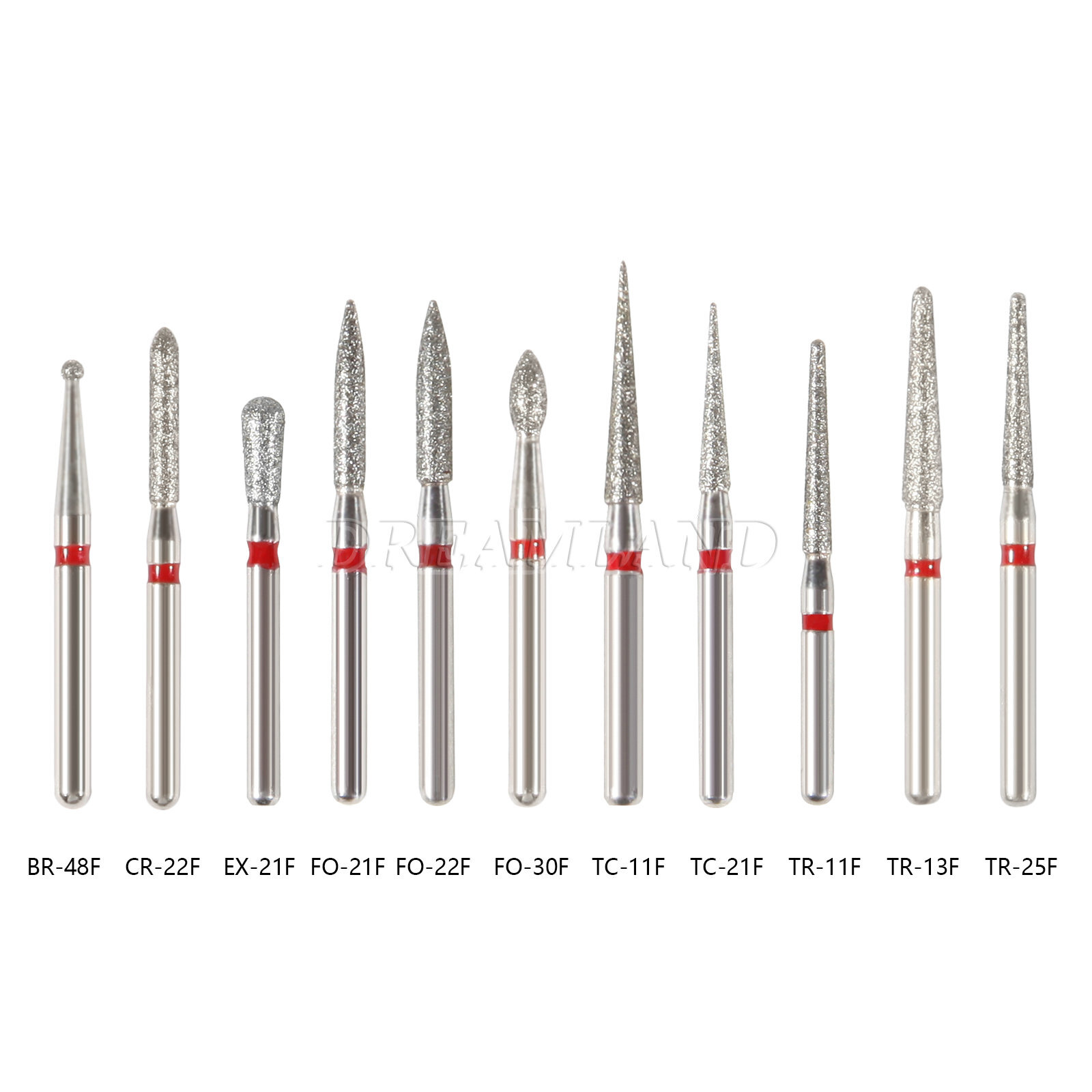 100Pcs 97 Types Dental Diamond Burs FG 1.6mm Drill for High Speed Handpiece