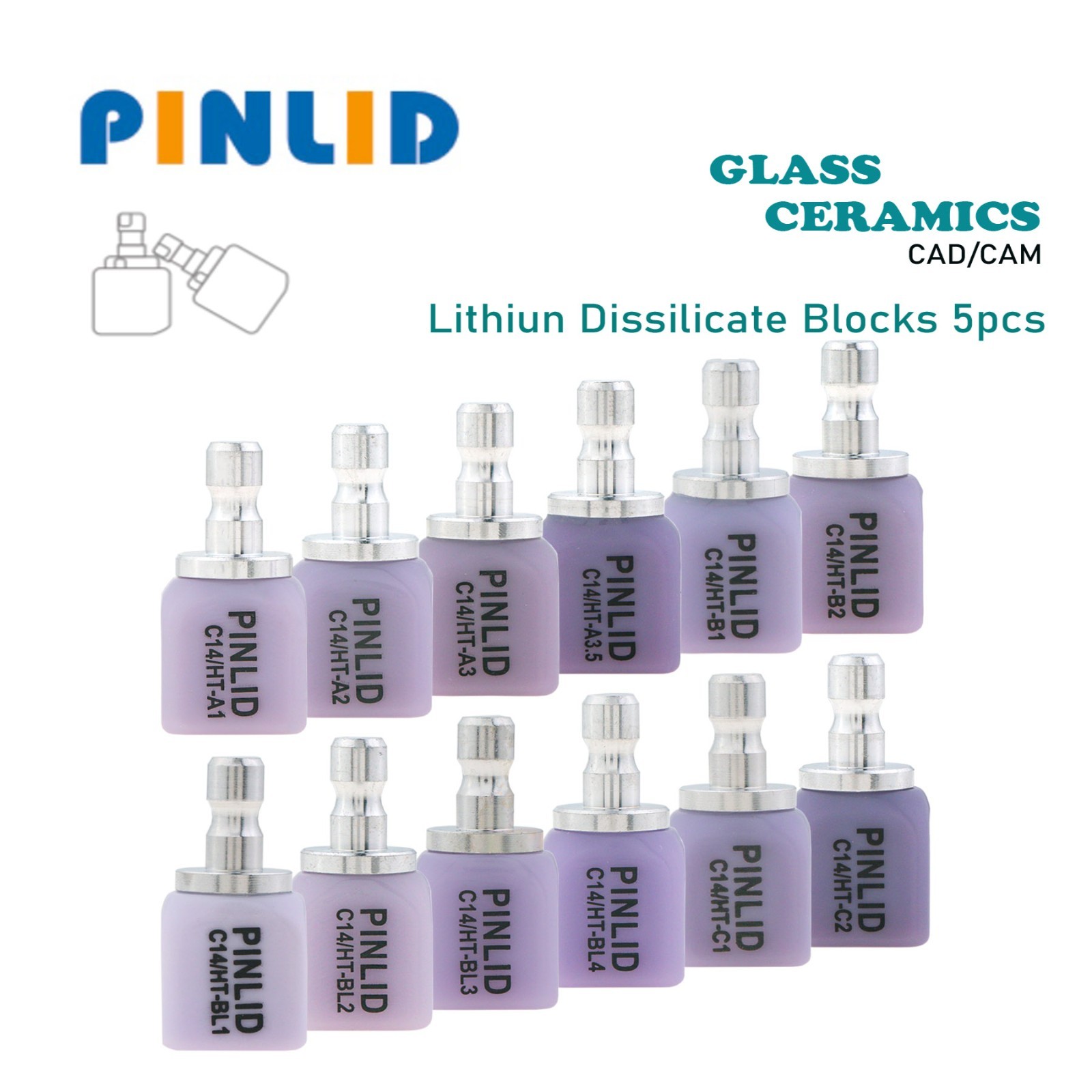 US Dental C14 HT/LT Lithium Disilicate Ceramic Blank For CEREC CAD/CAM 1/2/5Box