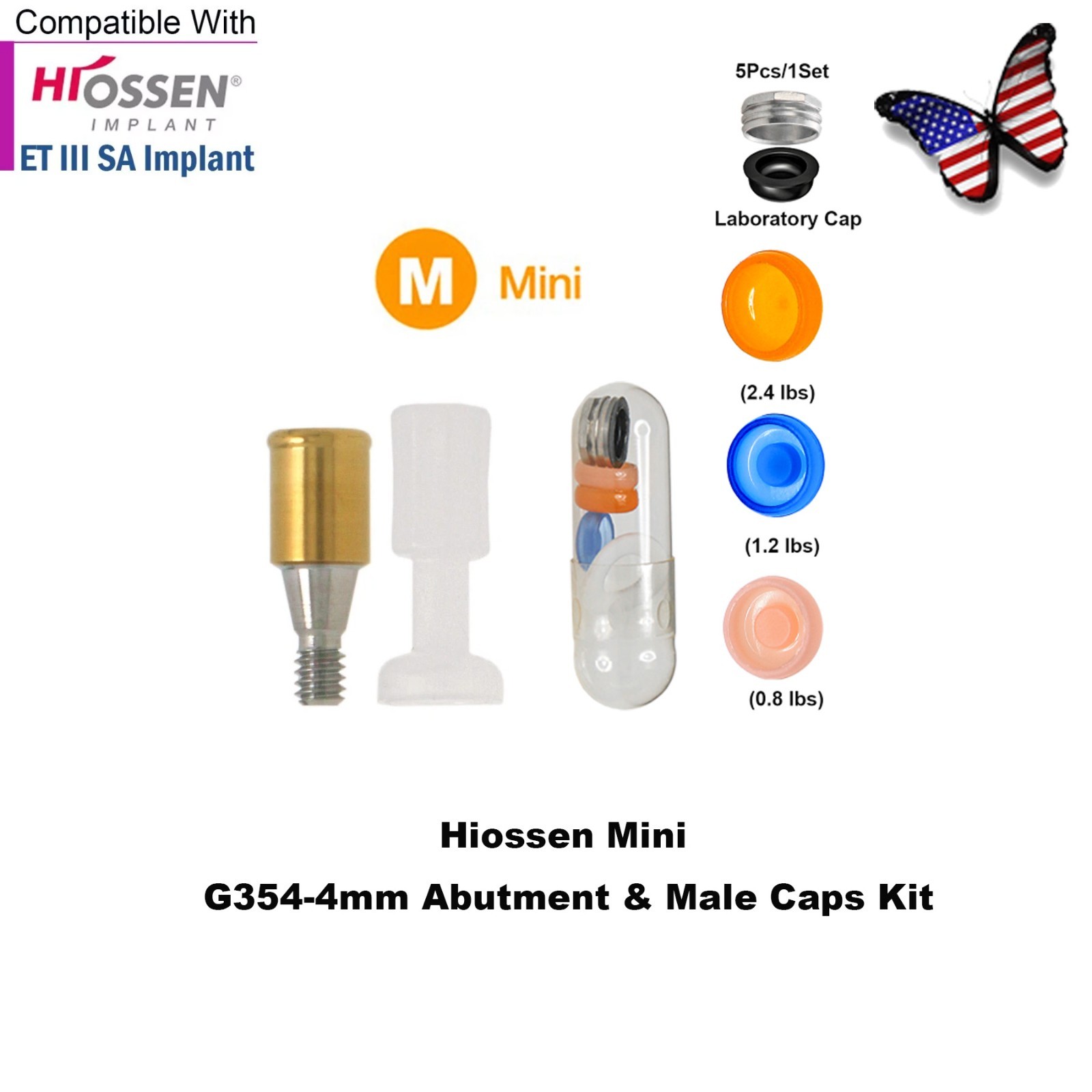 US Locator Overdenture Abutment & Male Cap Inserts Kit for Hiossen R/M Platform