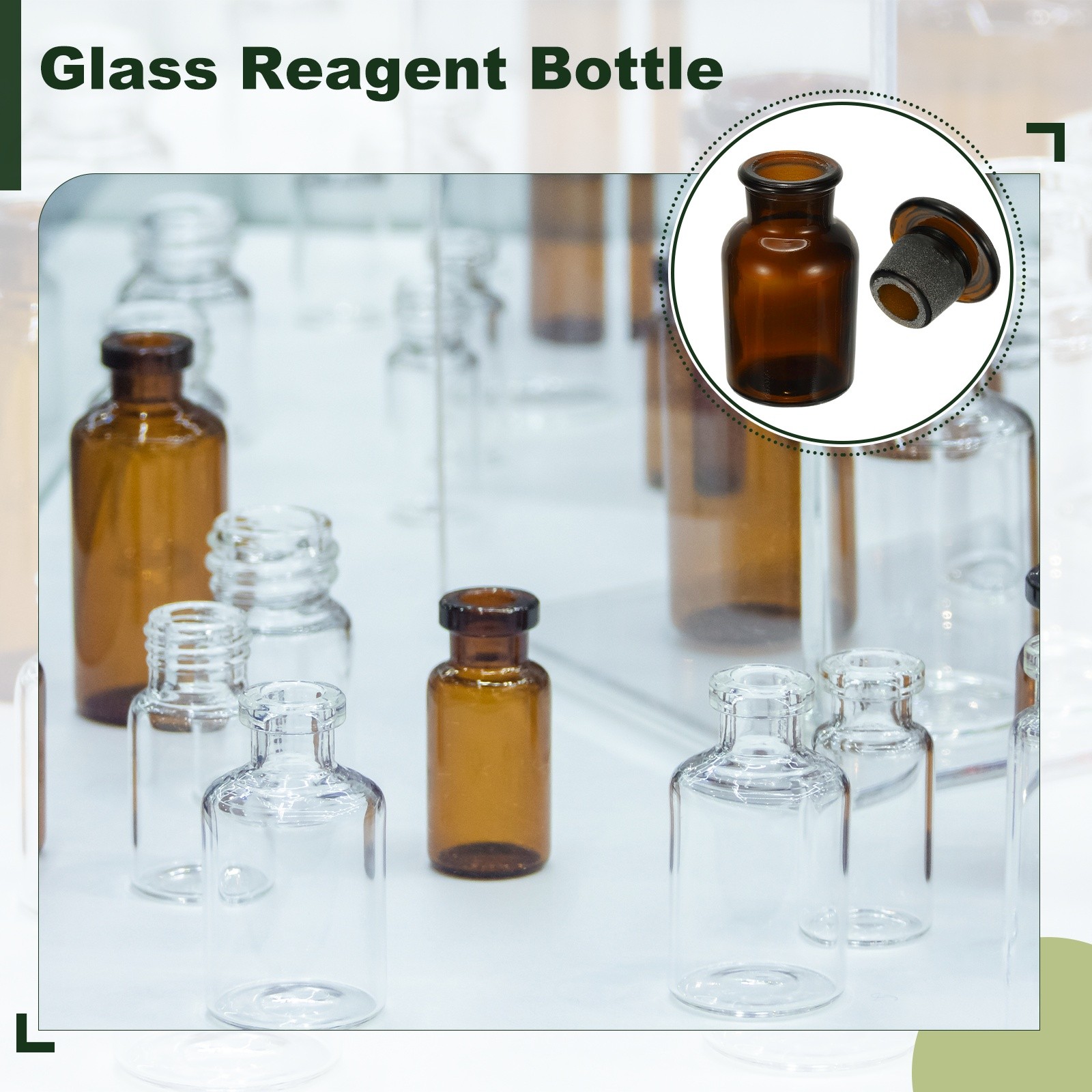 2Pack 60ml Wide Mouth Reagent Media Bottle with Stopper, Brown(2.1oz)