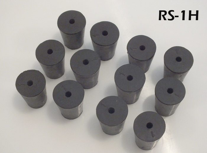 12 #1 Black Natural Rubber Laboratory Stoppers Size 1 1-HOLE STOPPER RS-1H